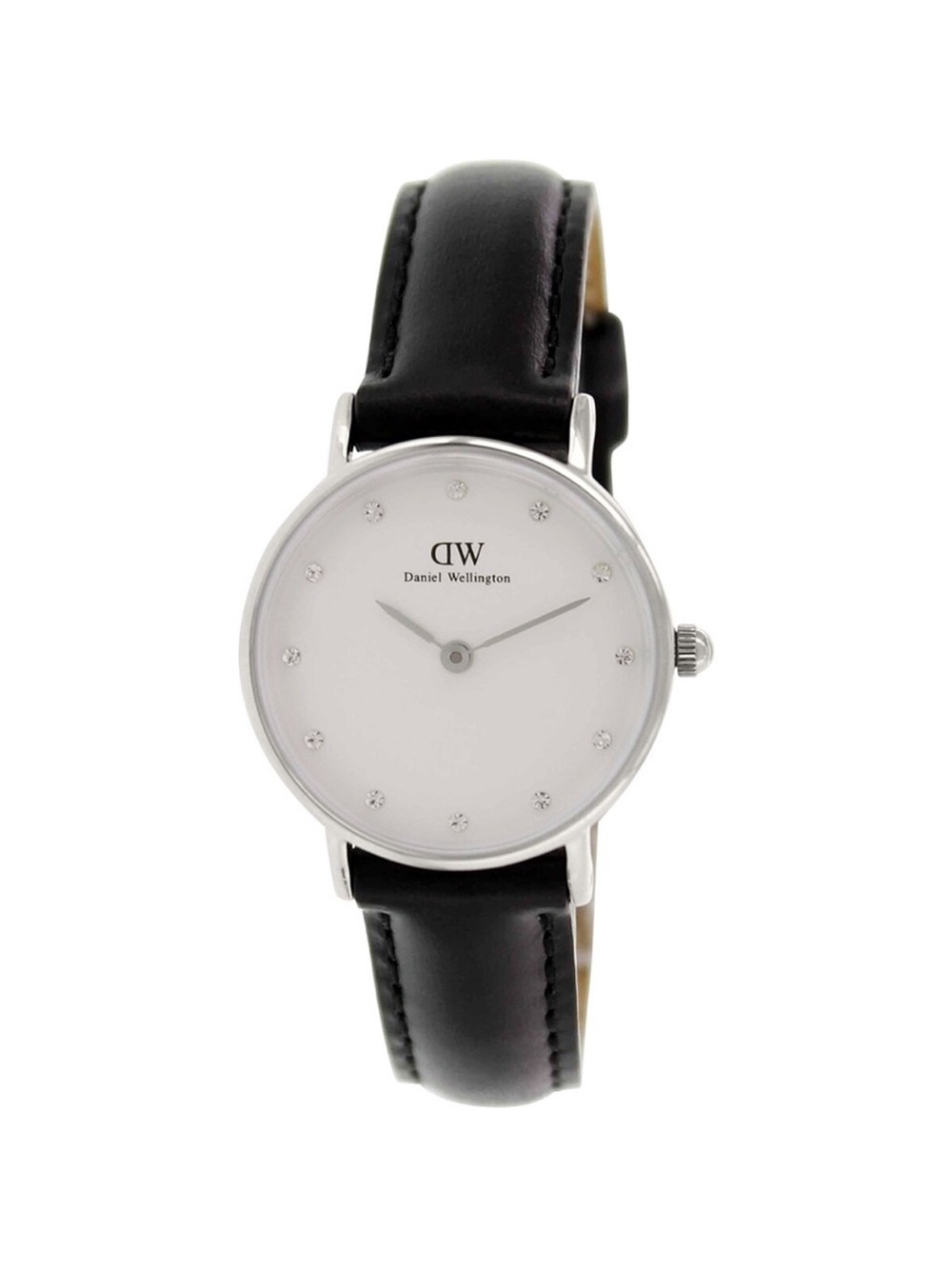Daniel Wellington Women's Black Leather Strap Watch with Silver Case